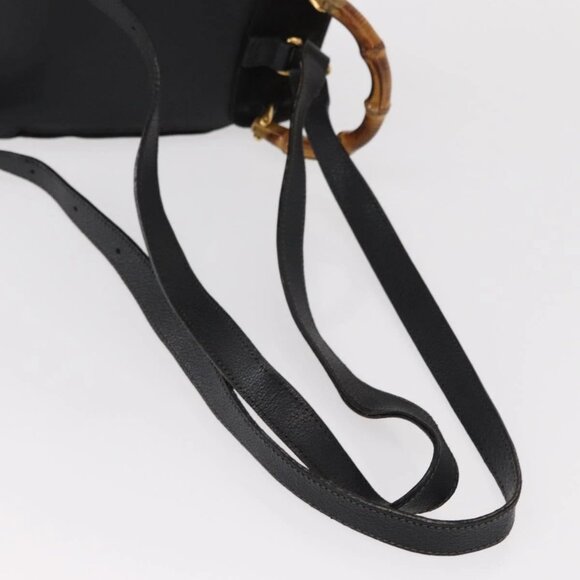 GUCCI Bamboo Backpack Suede Leather Black Gold 003 1705 0030 Auth BA7789 main image 13